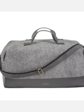 NEW Azzaro Gray Felt Weekend Duffel with Shoulder Strap